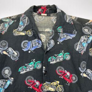 Vintage Johnny Suede M Motorcycle Button Up Shirt Novelty Print Short Sleeve USA